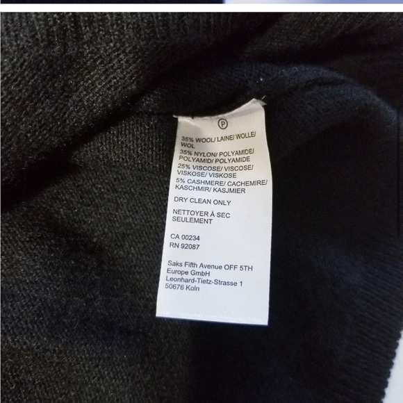 SAKS 5TH AVENUE Black Merino Wool Dress - Picture 5 of 6